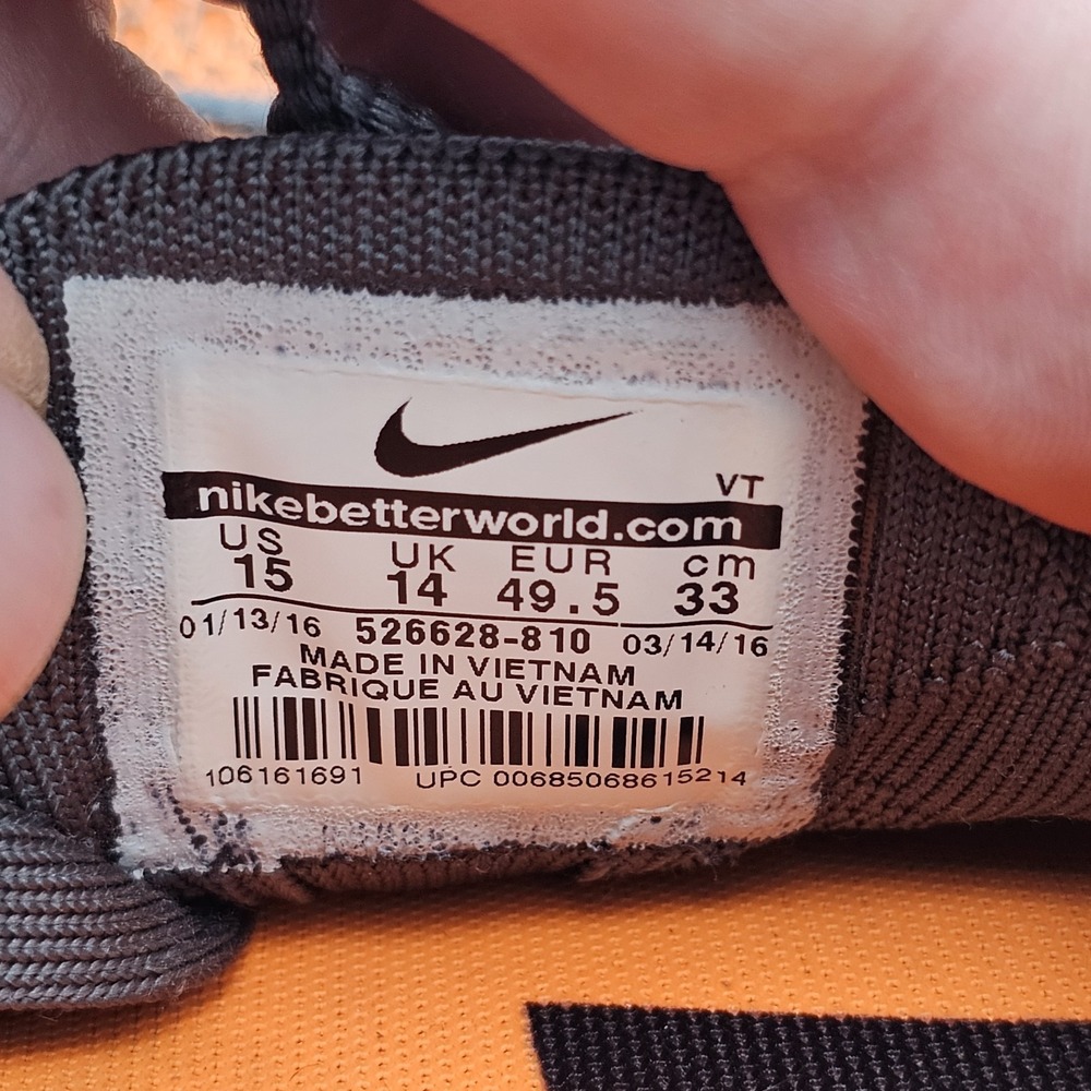 Nike Men's Size 15 Flyknit Racer Orange Athletic Lightweight Running Shoes 2016 - Picture 8 of 8